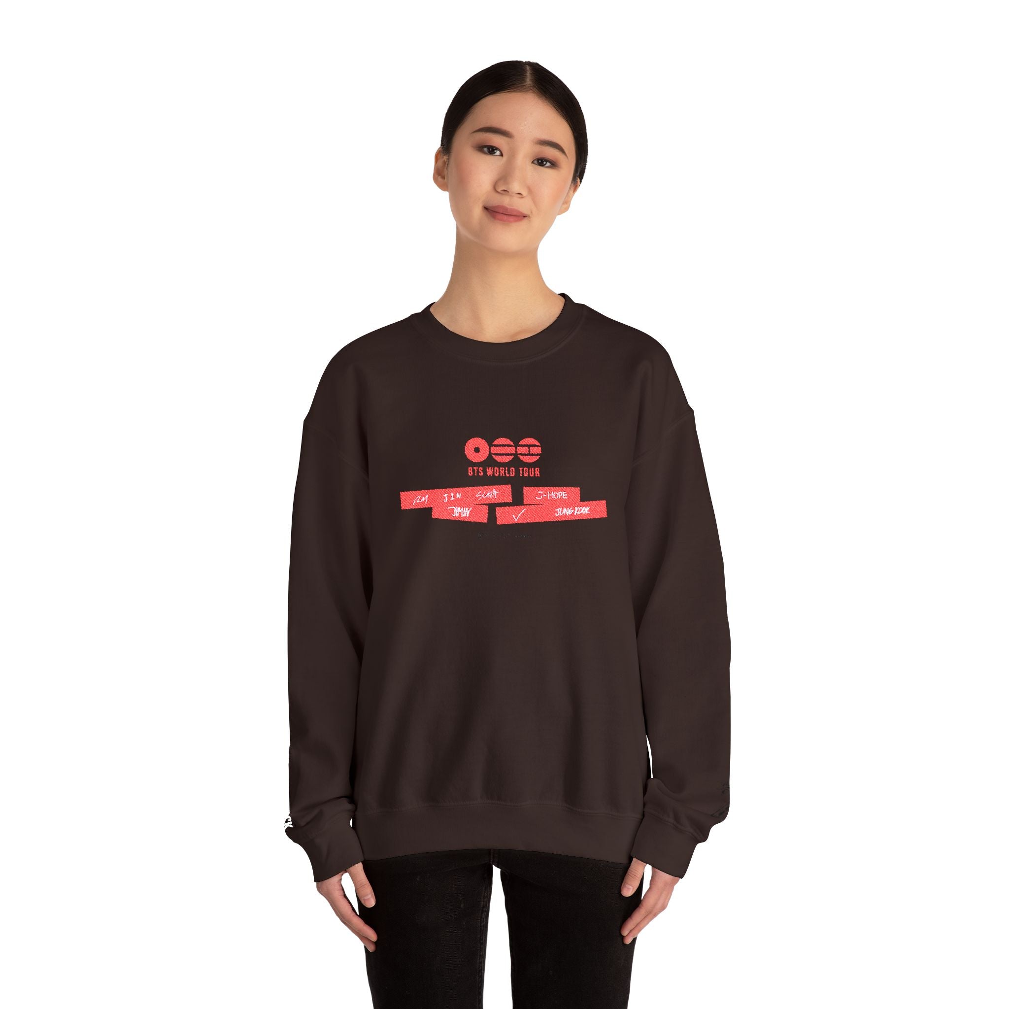 BTS ARIRANG 2026 comeback sweatshirt by Printify featuring a stylish concert tour design on a cozy sweatshirt.