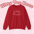 Cozy Cat Mom sweatshirt with cute animal print, perfect for feline owners and pet lovers, featuring a comfortable pullover design.