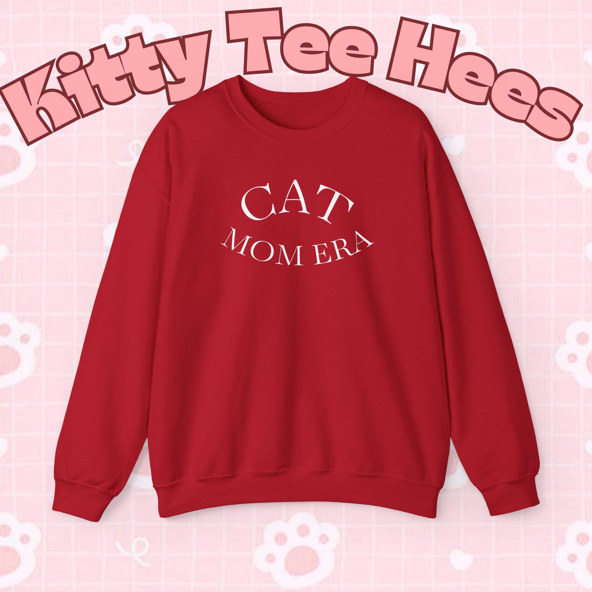 Cozy Cat Mom sweatshirt with cute animal print, perfect for feline owners and pet lovers, featuring a comfortable pullover design.