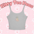 Cute pastel-colored spaghetti strap tank top for women featuring a Pilates cat and yoga cat design, ideal for summer wear.