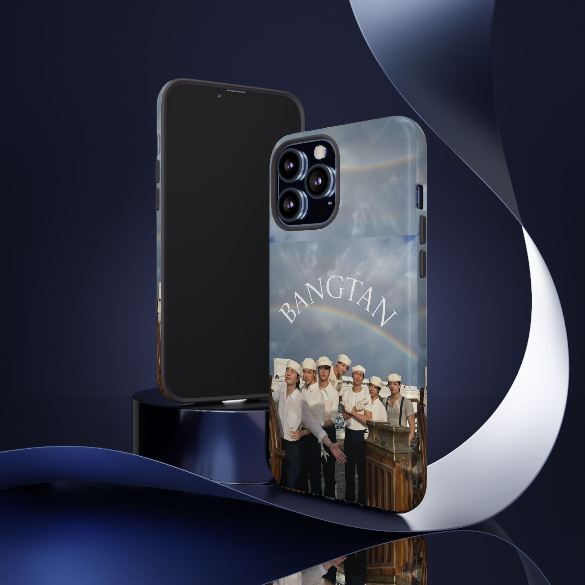 Cute BTS Swim case for iPhone and Samsung, Sailor Bangtan design, featuring colorful sailor-themed artwork by Printify.
