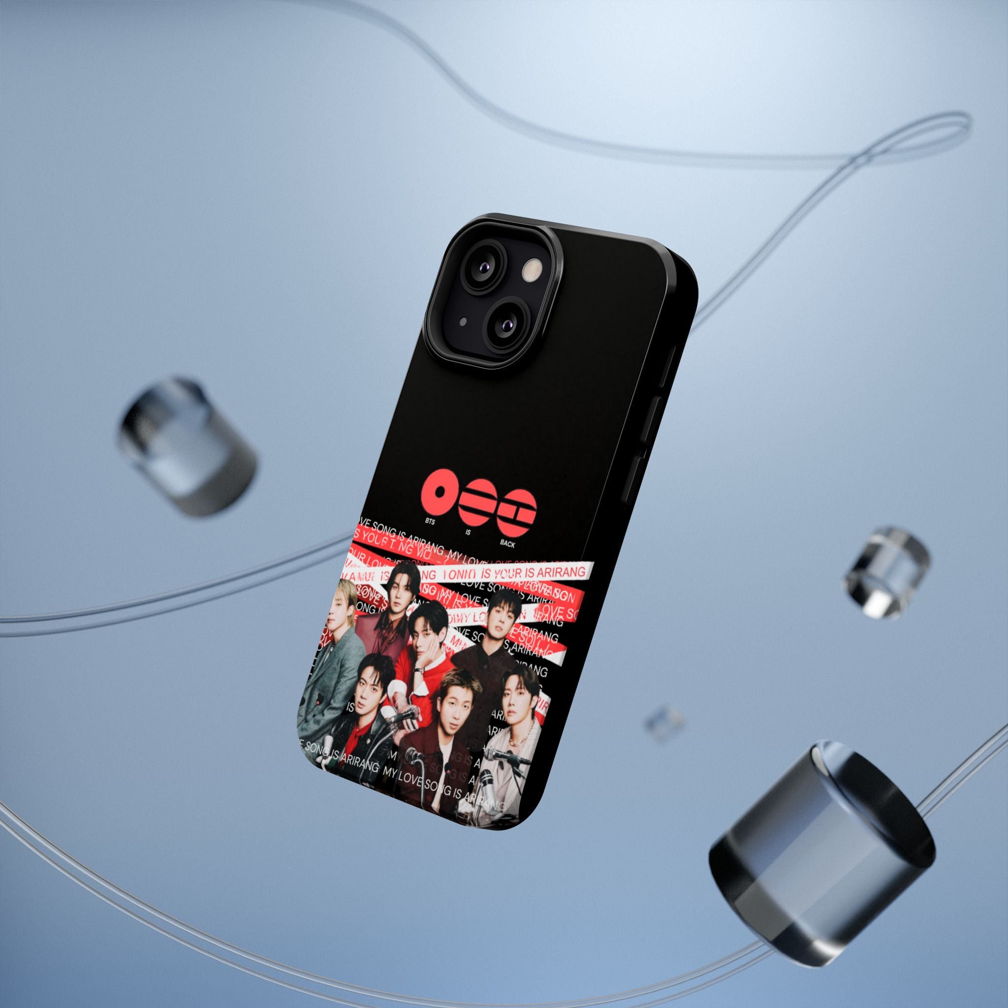 Impact-resistant phone case featuring BTS Bangtan Boys fanmade design with concert photo artwork by Printify.