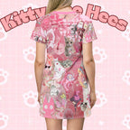 Pink Love Cat dress T-Shirt | Cute Heart Cat Graphic, cute cat dress, pretty maximalist - Kitty TeeHees
