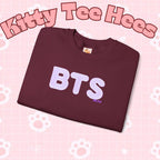 Lavender BTS Logo Arirang crewneck sweatshirt featuring BTS comeback and concert design, K-pop band pullover by Printify.