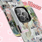 Printify BTS collage phone case for iPhone and Samsung with pastel hot air balloon and K-Pop photo collage design.