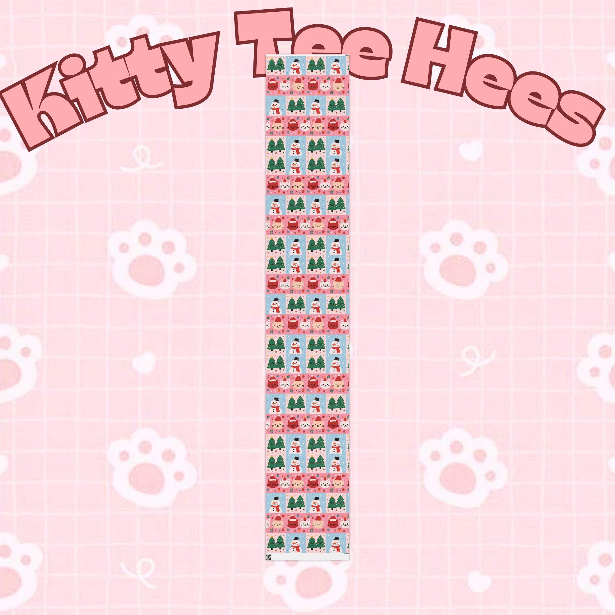 Cute Christmas Cats Wrapping Paper roll | Santa Hats, Candy Canes, christmas paper Trees, cute wrapping paper, gift paper - Kitty TeeHees