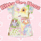 Cotton candy dreams kitty T-Shirt Dress, Kawaii Fashion, Pastel Aesthetic Dress, Summer Casual Wear, Unique Gift for Cat Lovers, Adorabe - Kitty TeeHees