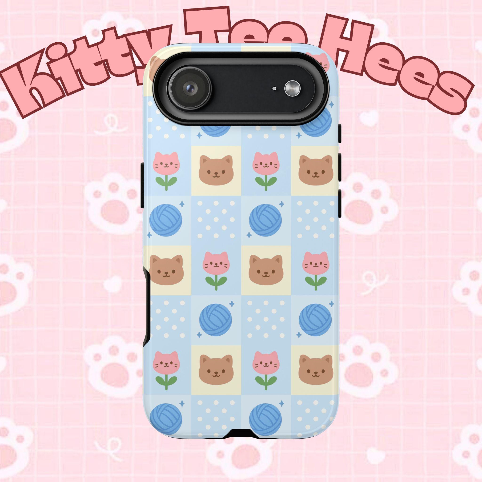Cat Pattern Tough Cases, Christmas Gift, iPhone 17, Samsung, Protective Phone Cover - Kitty TeeHees