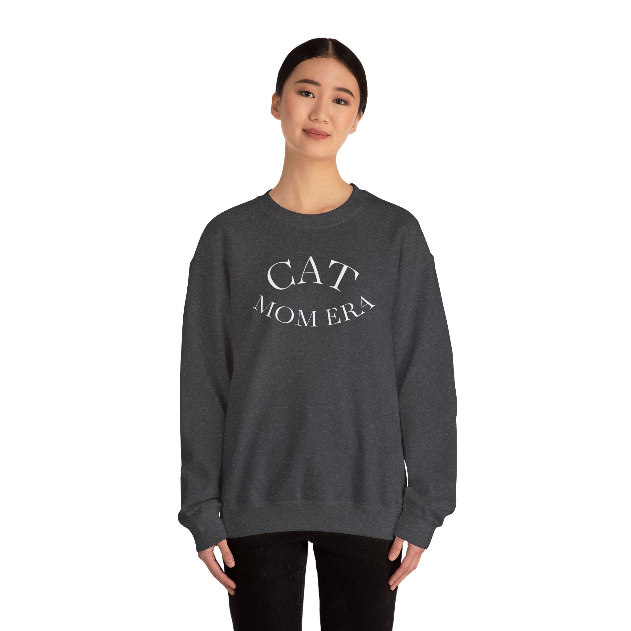 Printify cat mom sweatshirt with cute feline print, cozy pullover for cat lovers and feline parents, Christmas pet gift top