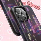 Impact-resistant BTS phone case with neon Korean script design for iPhone and Samsung, featuring bold Bangtan Sonyeondan branding.