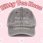 Vintage Style Embroidered Cat Cap, Funny Cat Lady Hat - Kitty TeeHees