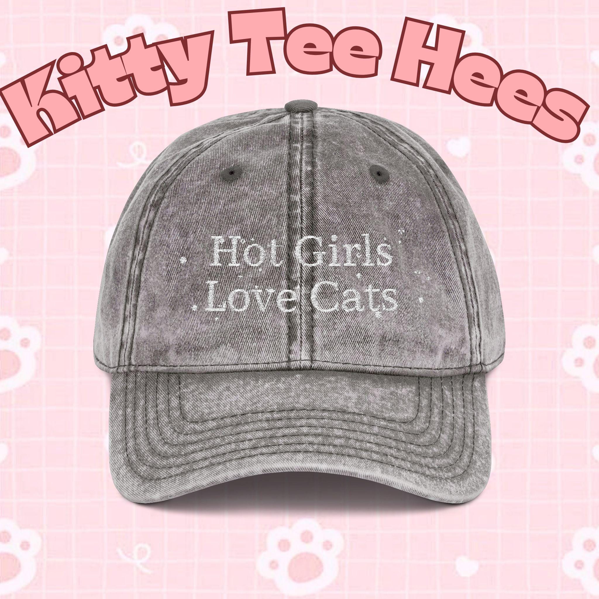 Vintage Style Embroidered Cat Cap, Funny Cat Lady Hat - Kitty TeeHees