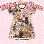 Y2K brown and pink Kitty Bread Chocolate Dress T-Shirt 2000s fashion - Kitty TeeHees