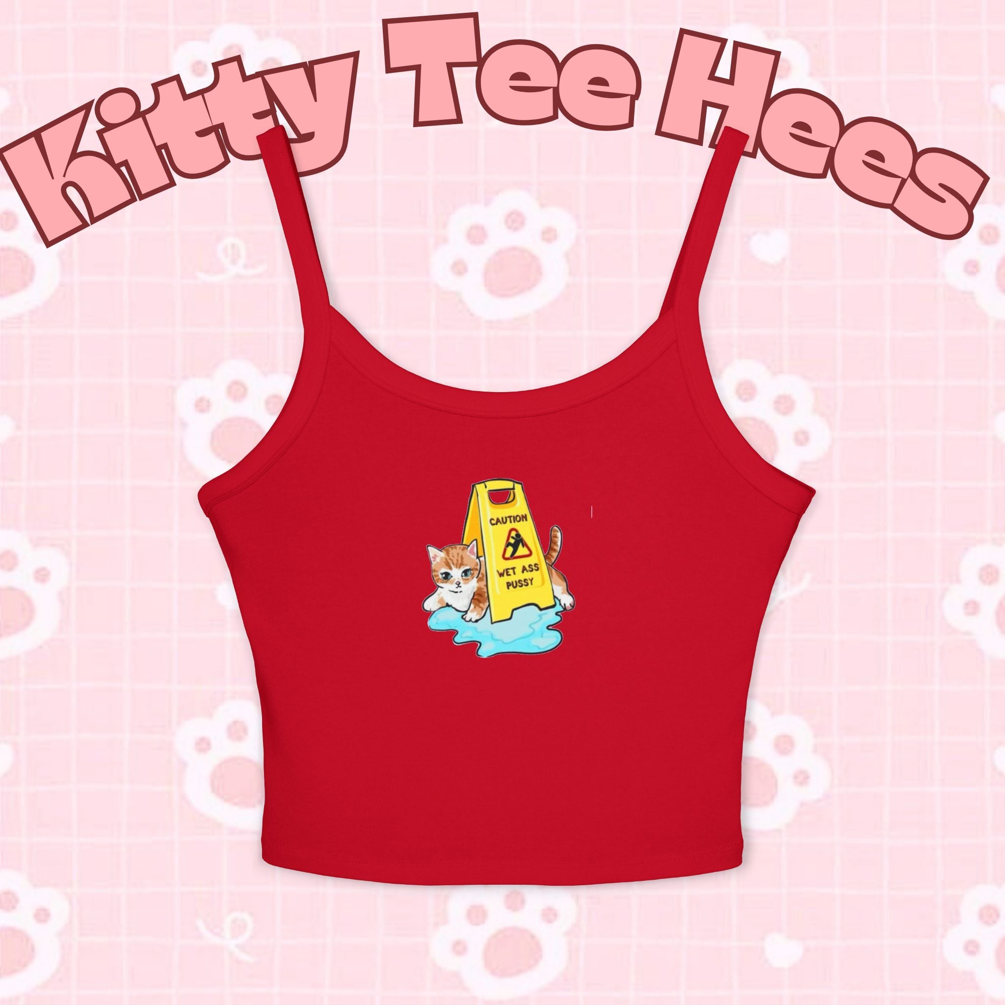 Cute cat warning tank top for women, featuring playful cat graphics and spaghetti straps, perfect for summer pet-lover style.