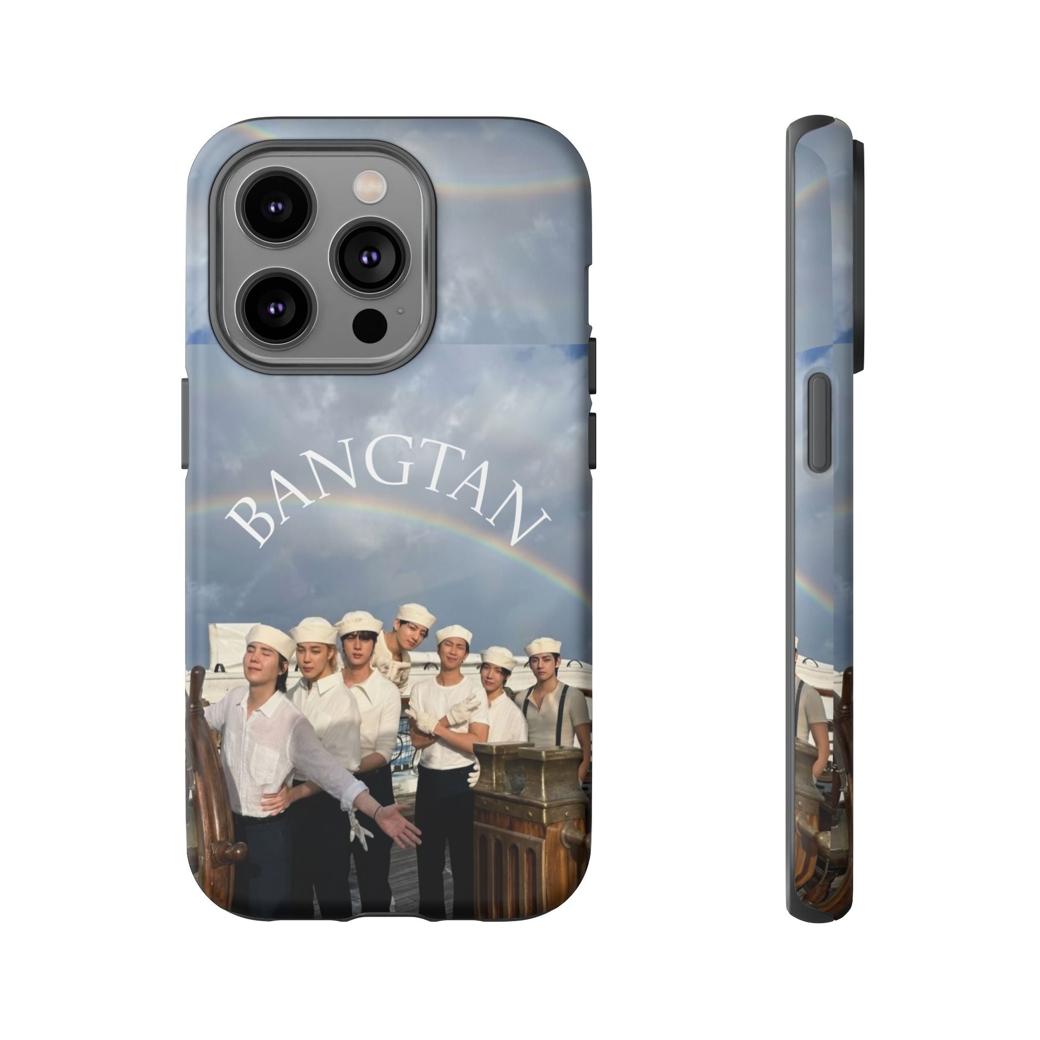 Cute BTS Sailor phone case by Printify featuring Sailor Arirang design for iPhone and Samsung smartphones.