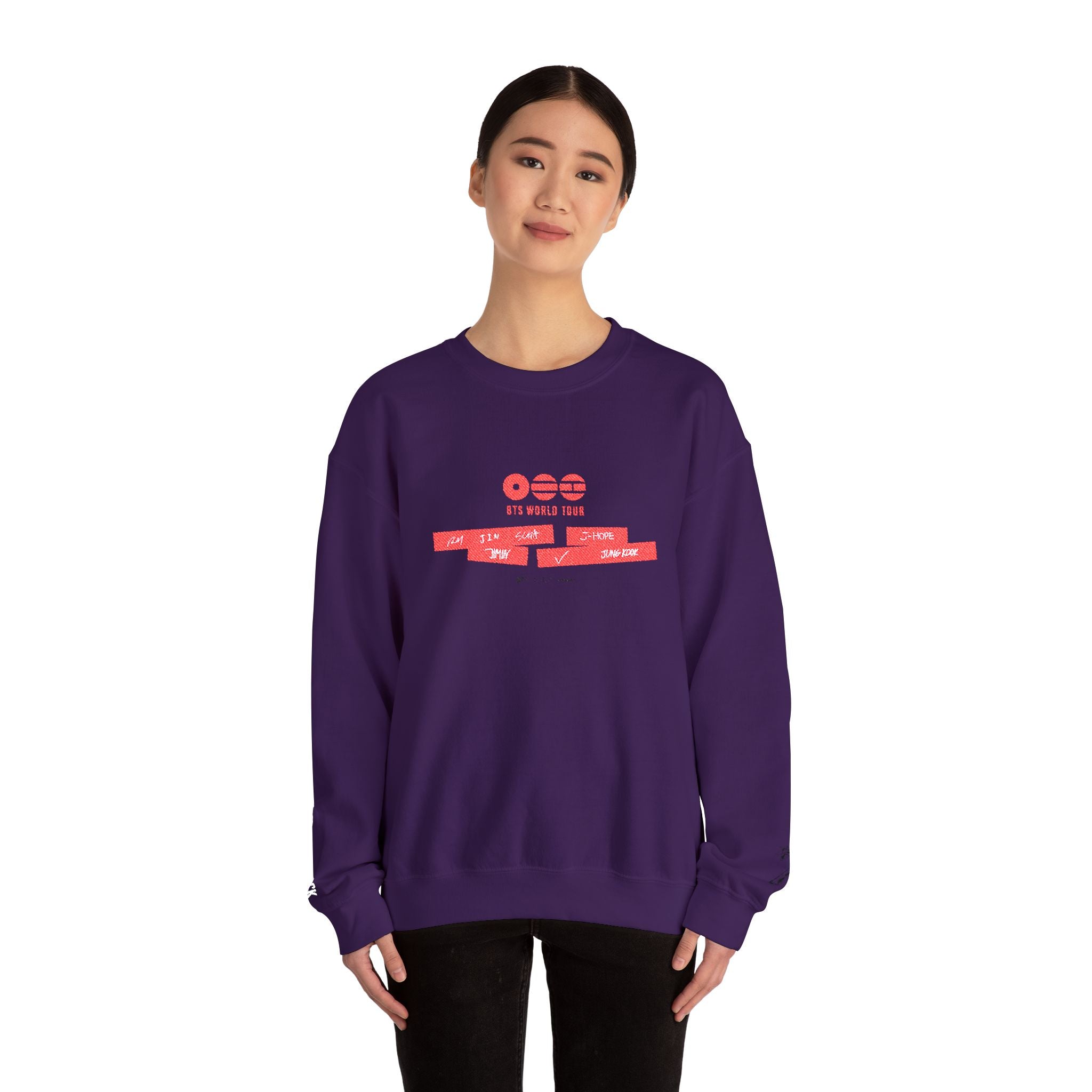 BTS ARIRANG 2026 Comeback sweatshirt by Printify featuring concert tour design and casual fit in a cozy cotton fabric.