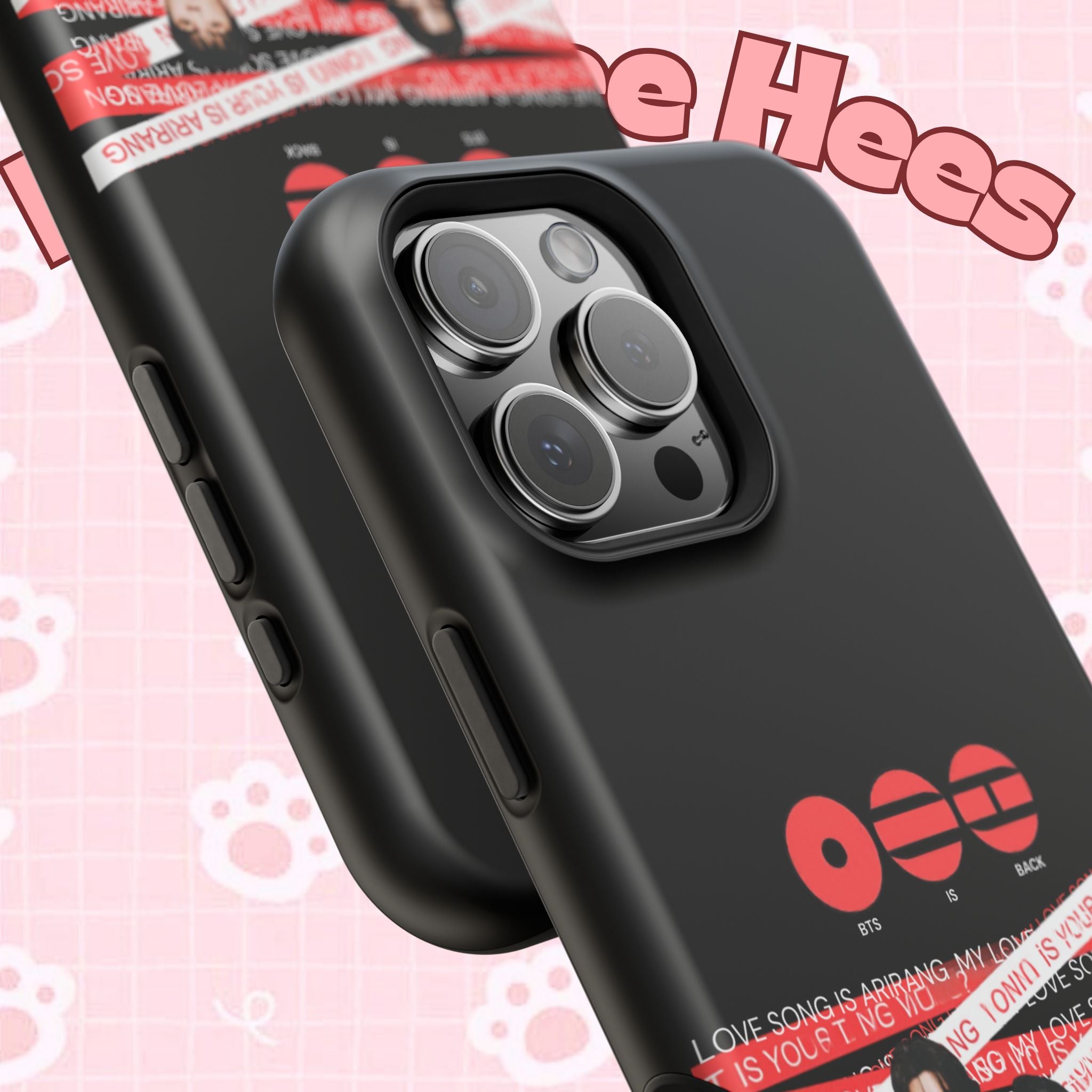 Impact-resistant phone case featuring BTS Bangtan Boys concert fanmade design with K-pop band photo by Printify.
