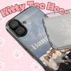 Clear impact-resistant phone case featuring cute Bangtan Boys K-pop design for smartphones.