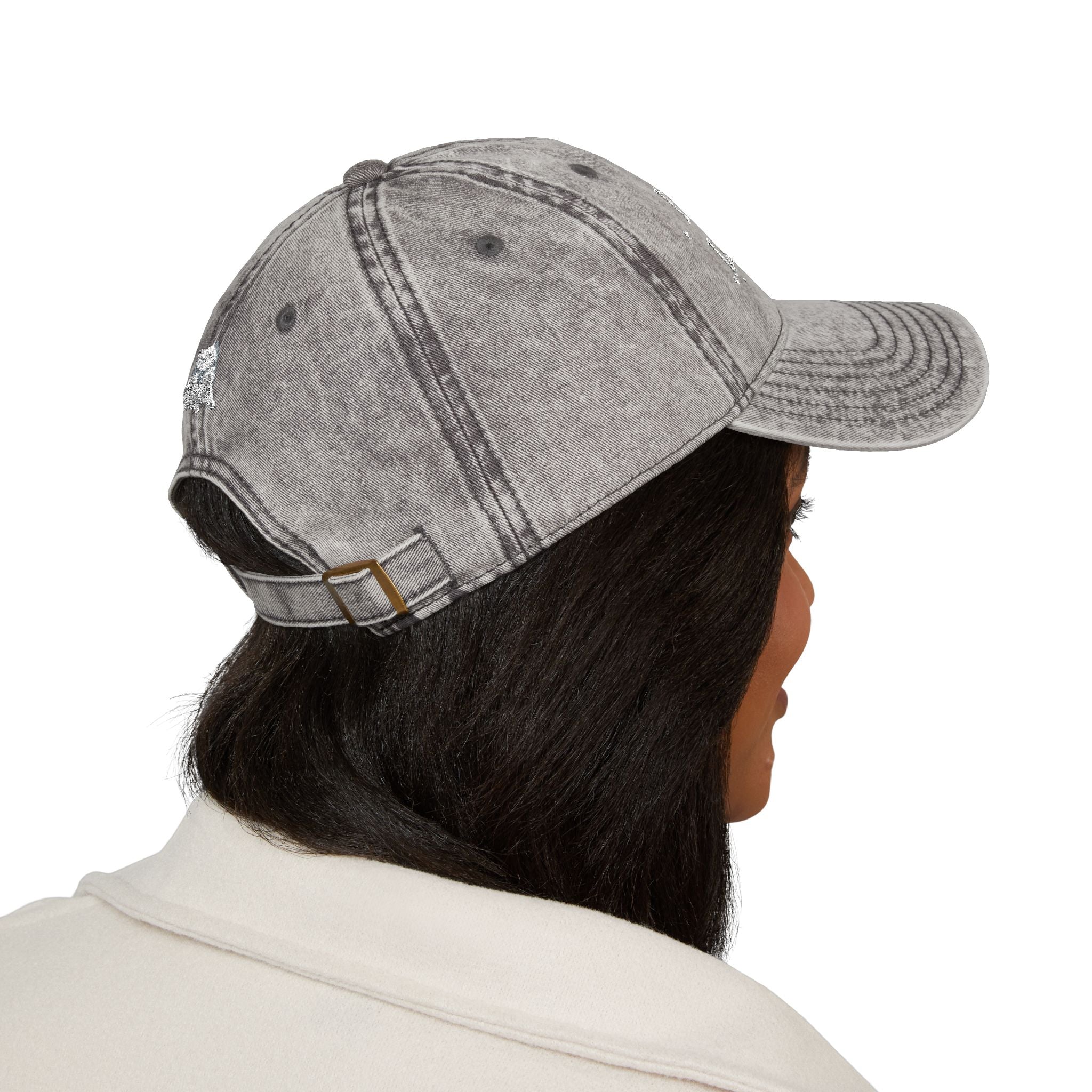 Vintage style embroidered hat with "Hot Girls Love Cats" design, casual wear accessory, featuring colorful cat graphics and vintage lettering.