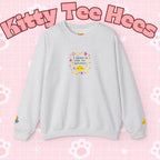 Kitty Tee Hees sweatshirt | Cute kitty illustration, pastel stars and flowers - Kitty TeeHees