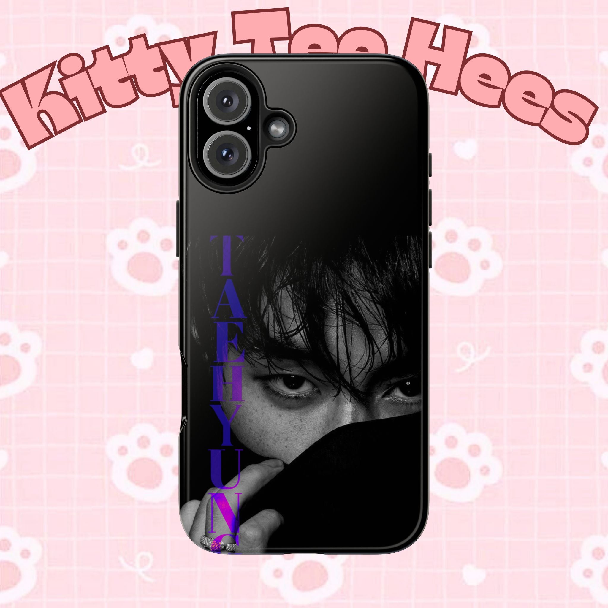 Dark Bangtan BTS Taehyung (V) phone case with Kim Taehyung design for iPhone and Samsung, featuring a bold graphic print.
