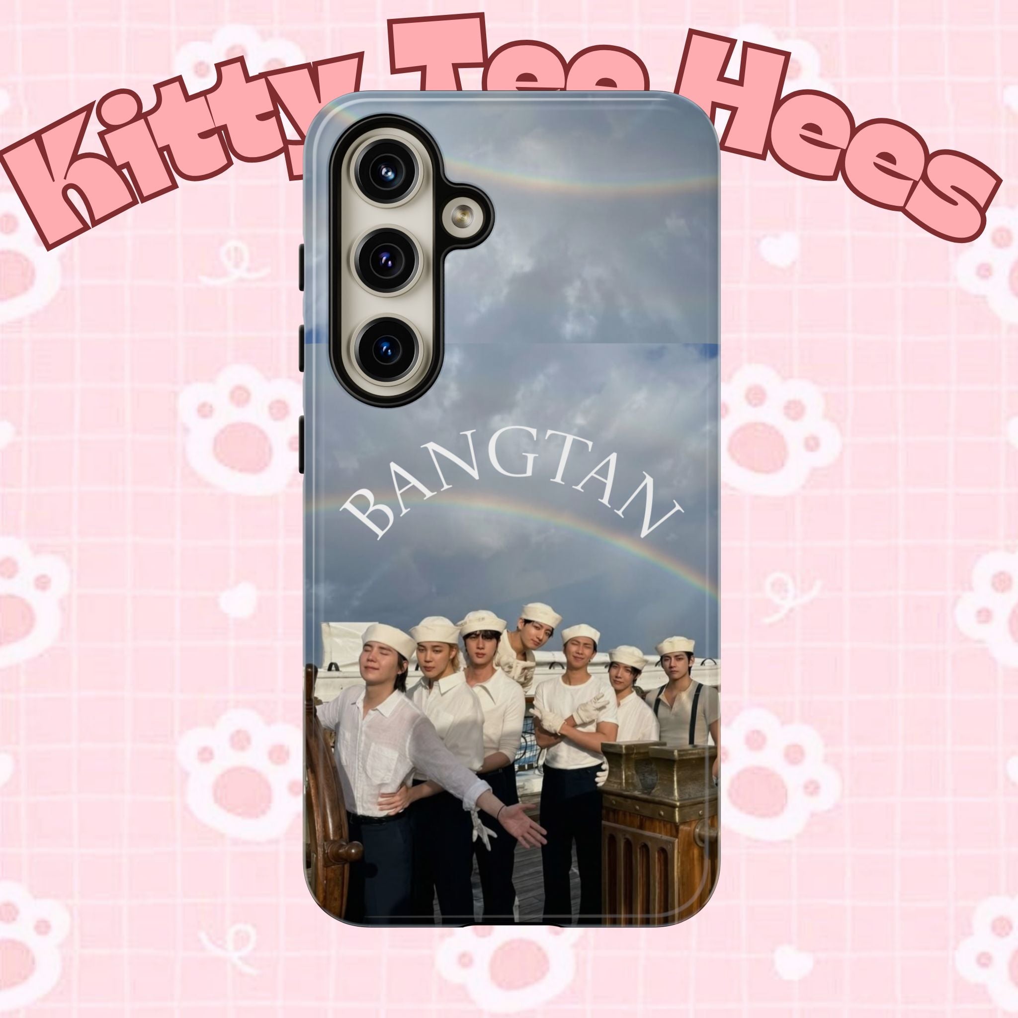 Cute Sailor BTS Swim phone case for iPhone and Samsung, featuring colorful Bangtan Sailor design by Printify.