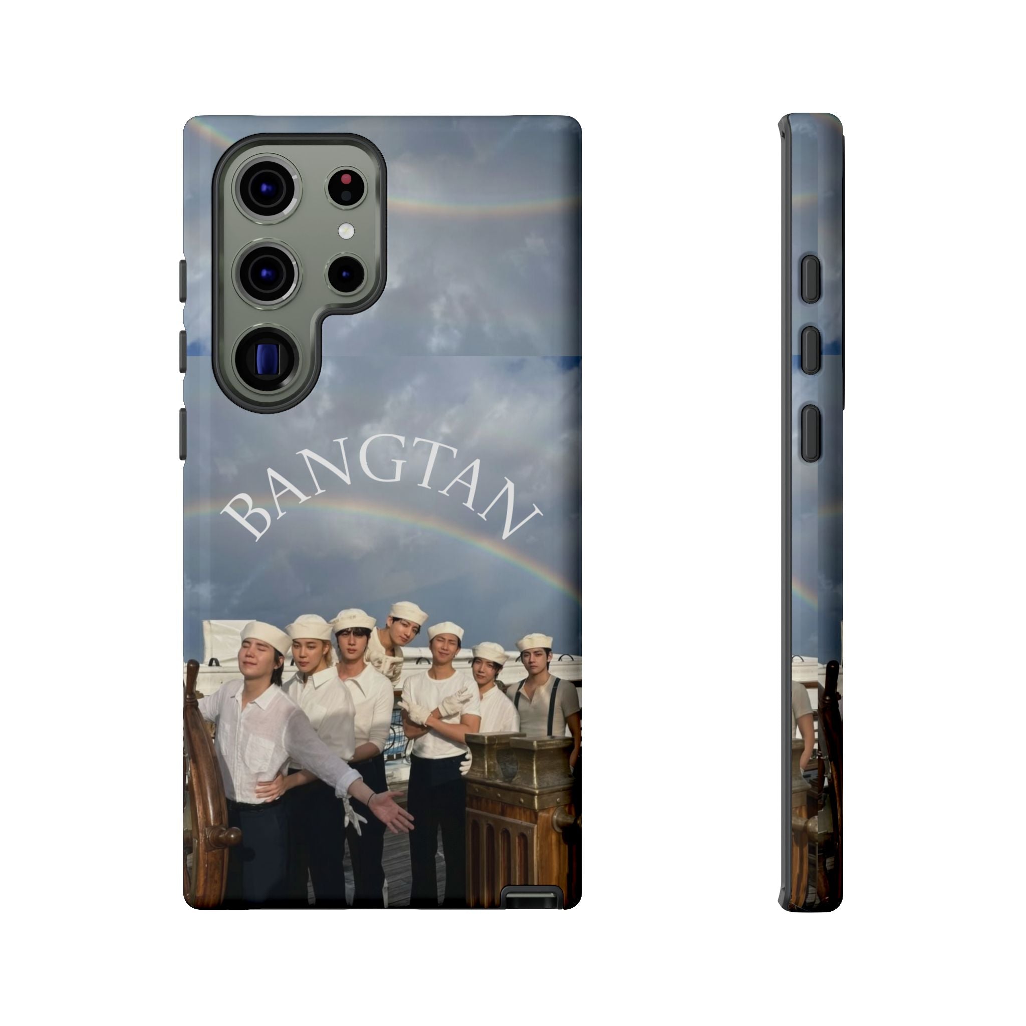 Cute Sailor BTS Swim phone case for iPhone and Samsung, featuring colorful Bangtan Sailor design by Printify.