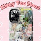 Printify BTS collage phone case for iPhone and Samsung featuring pastel hot air balloon and K-Pop photo collage design.