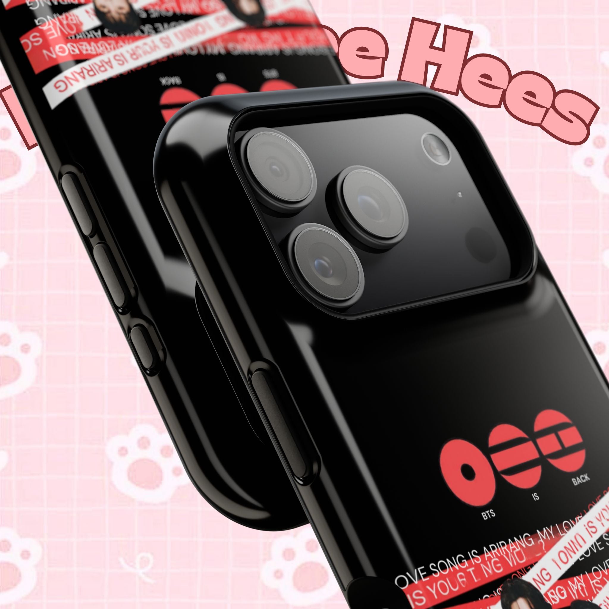 K-Pop BTS Bangtan phone case with fanmade concert design, impact-resistant protective cover featuring band photo artwork.