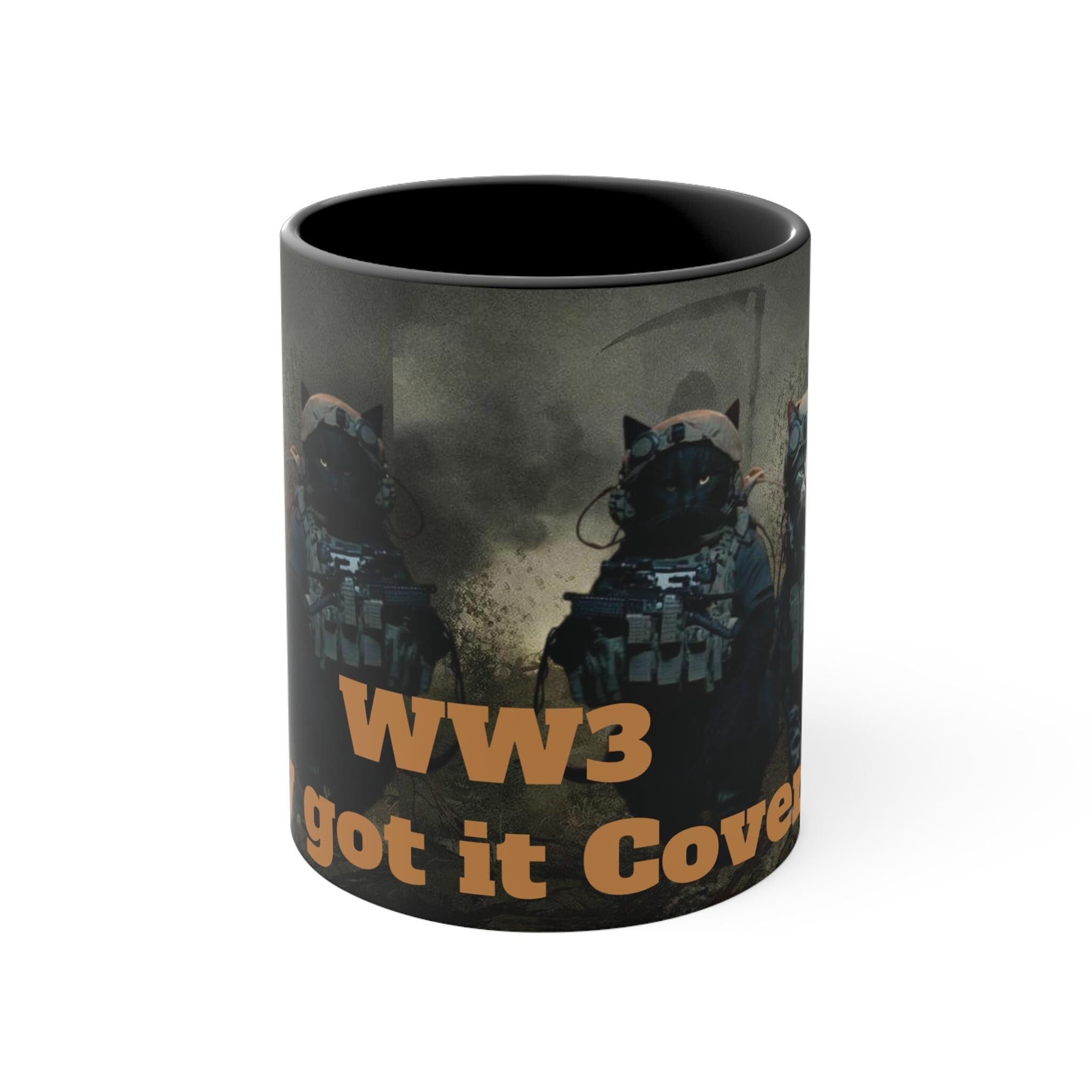 WW3 Cat Accent Mug, meme mug, funny mugs, Colorful Cat Coffee Cup, Personalized Gift for Gamers, Humorous Tea Mug, Unique Birthday Present - Kitty TeeHees