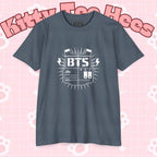 Custom BTS T-shirt featuring Jungkook, Jimin, Taehyung, J-Hope, RM, Suga, Jin, and Bangtan members, perfect for K-pop concert fans.