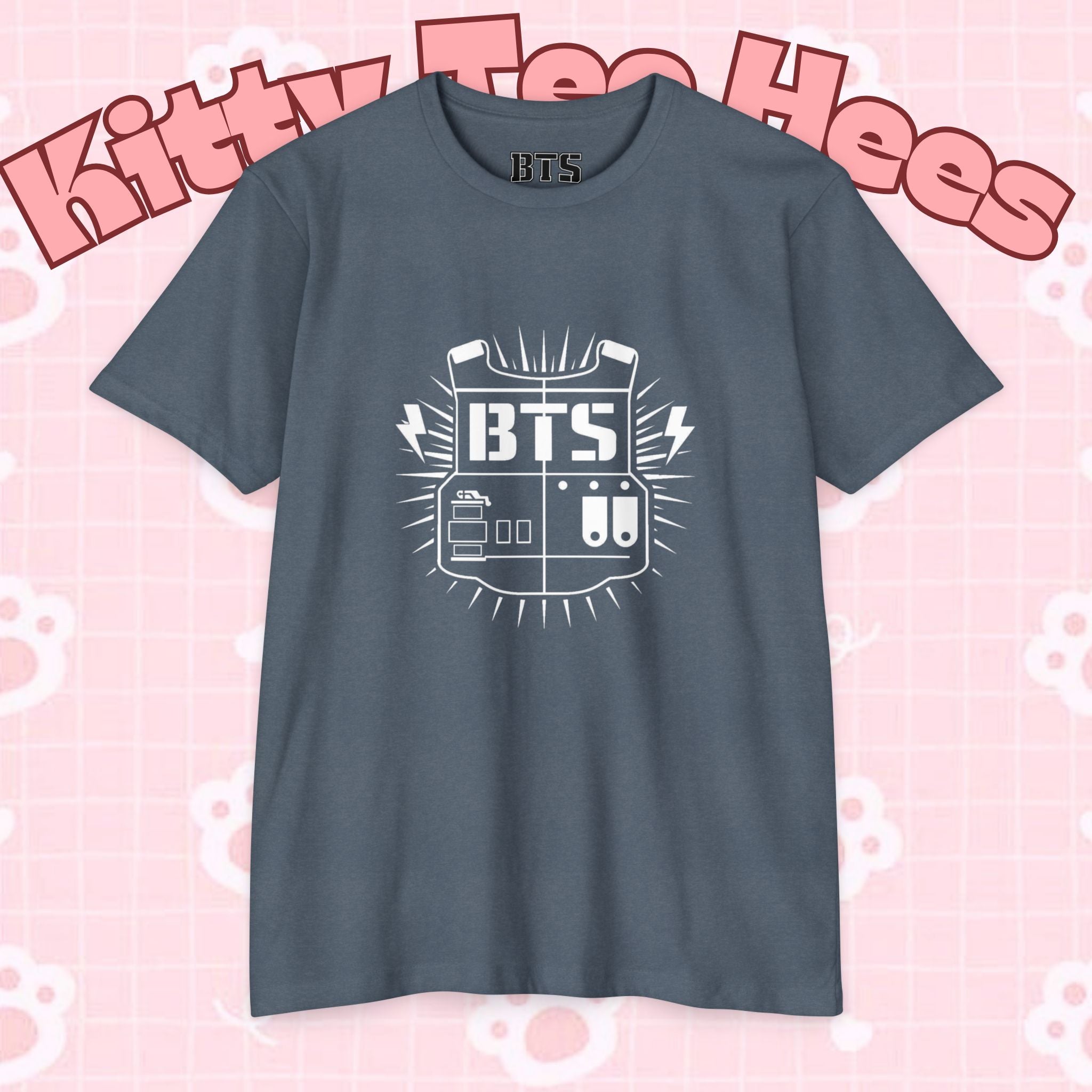Custom BTS T-shirt featuring Jungkook, Jimin, Taehyung, J-Hope, RM, Suga, Jin, and Bangtan members, perfect for K-pop concert fans.