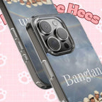Clear impact-resistant Bangtan phone case with cute K-pop design, compatible with smartphones, by Printify.