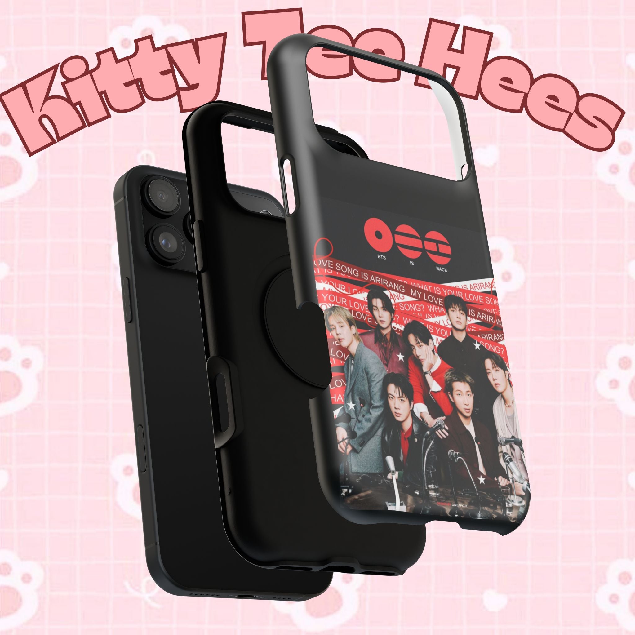 K-Pop BTS Arirang phone case with Bangtan concert design, impact-resistant Printify phone case featuring BTS band photo.