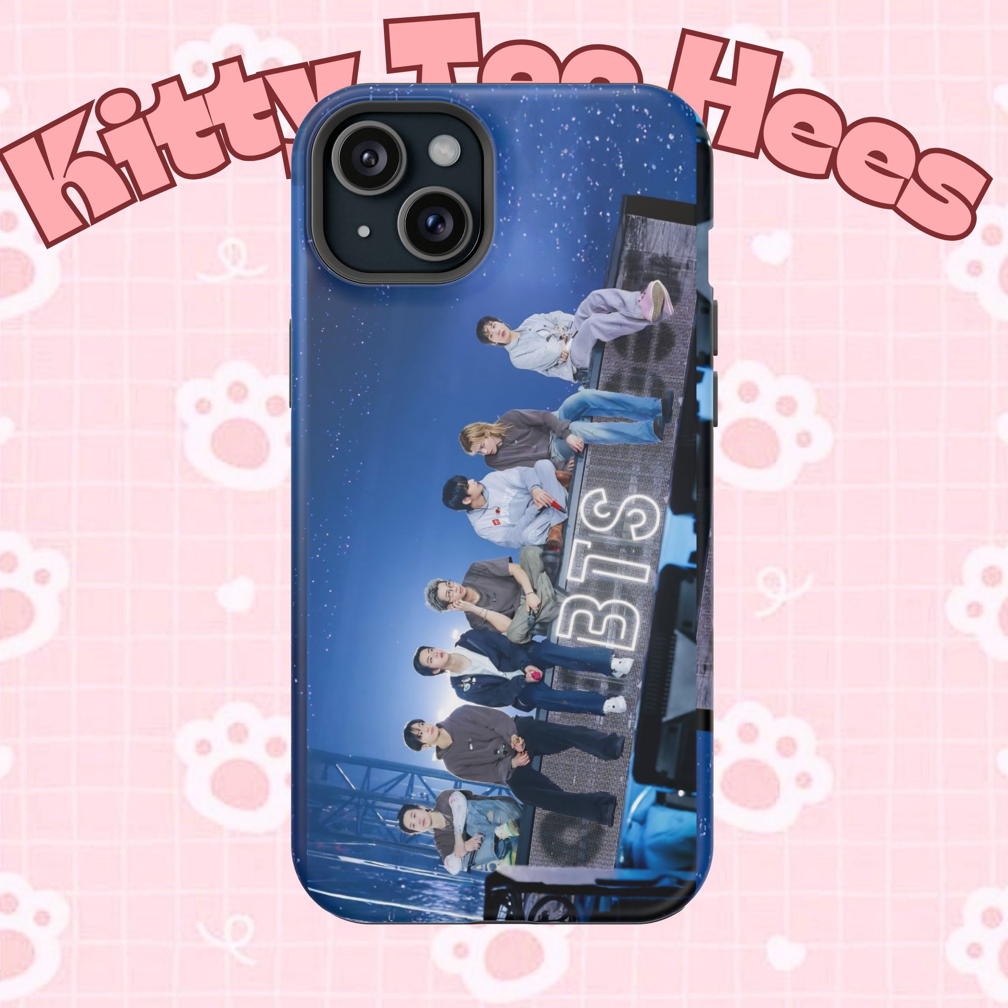 Printify BTS Bangtan World Tour Arirang impact-resistant phone case for iPhone 17 and Samsung Galaxy S26 Ultra, featuring vibrant tour design.