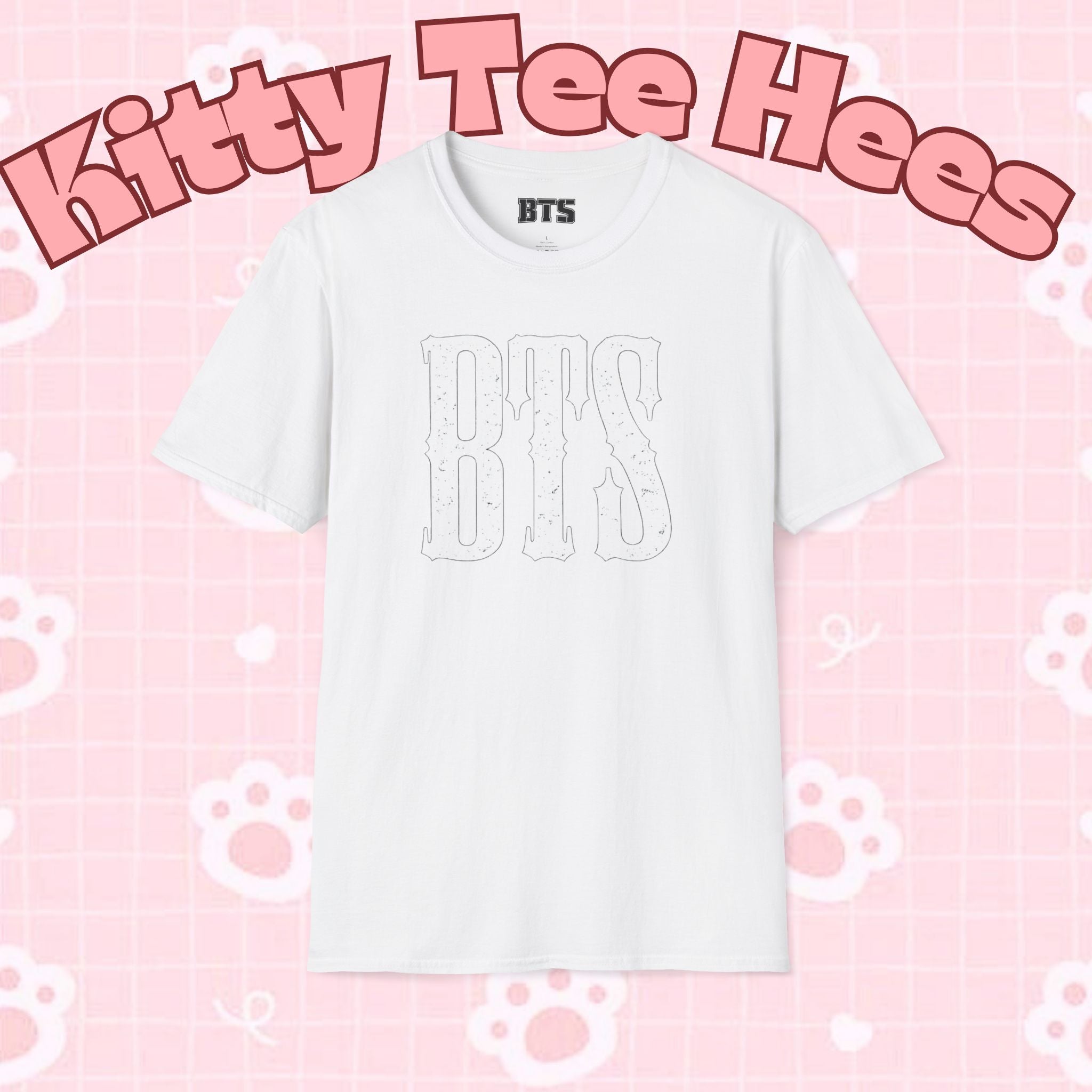 Printify BTS classic T-shirt featuring a simple outline design of Bangtan Boys, perfect for K-pop fans.