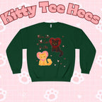 Cats in Love Crewneck Sweatshirt, cat perspn hoodie, Cozy Cat Lover Fashion, catlady sweater - Kitty TeeHees