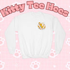 Embroidered Kitty Sweatshirt, Marigold Puff, Kids Cotton-Poly Blend - Kitty TeeHees