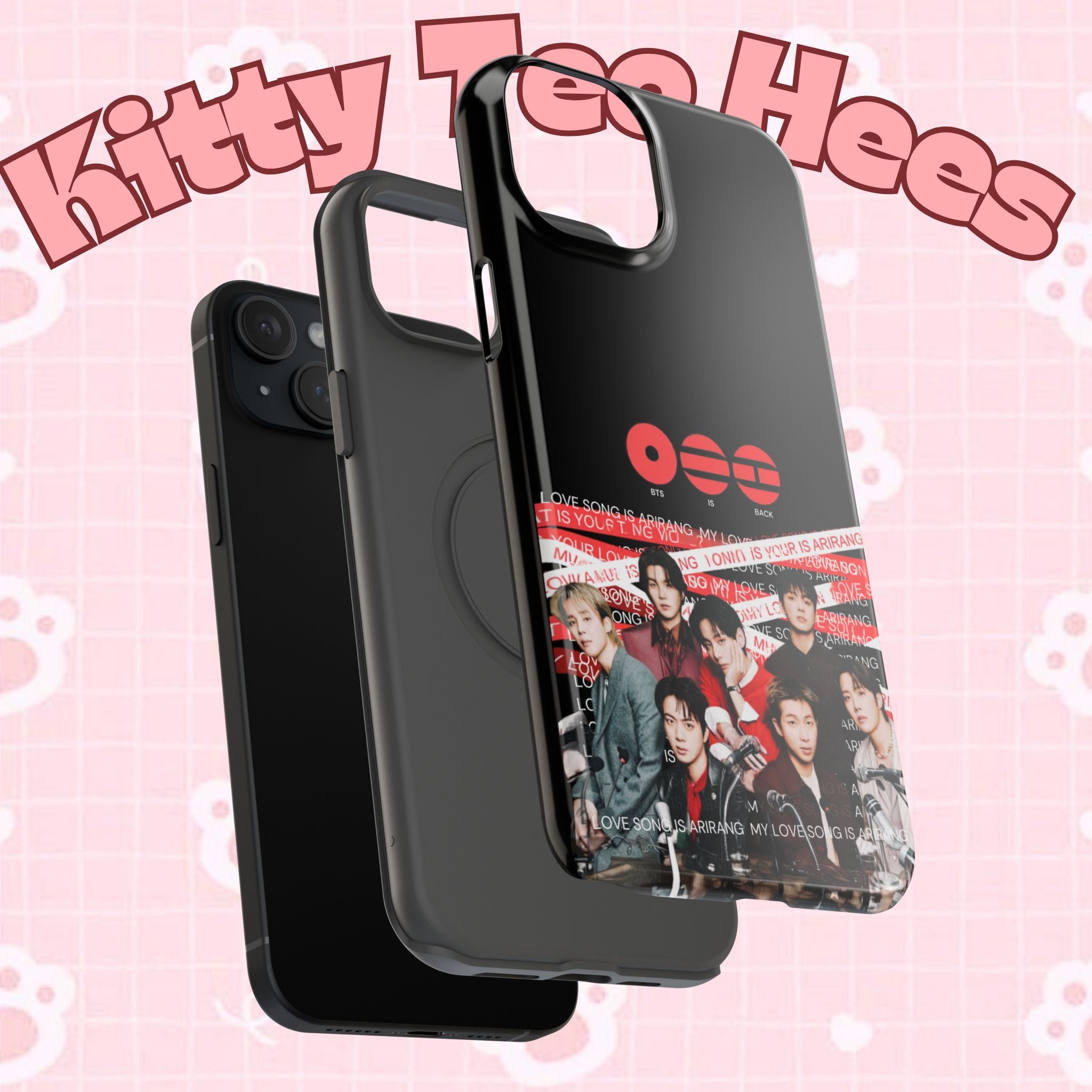 K-Pop BTS Bangtan phone case with fanmade concert design, impact-resistant durable cover for smartphone protection.