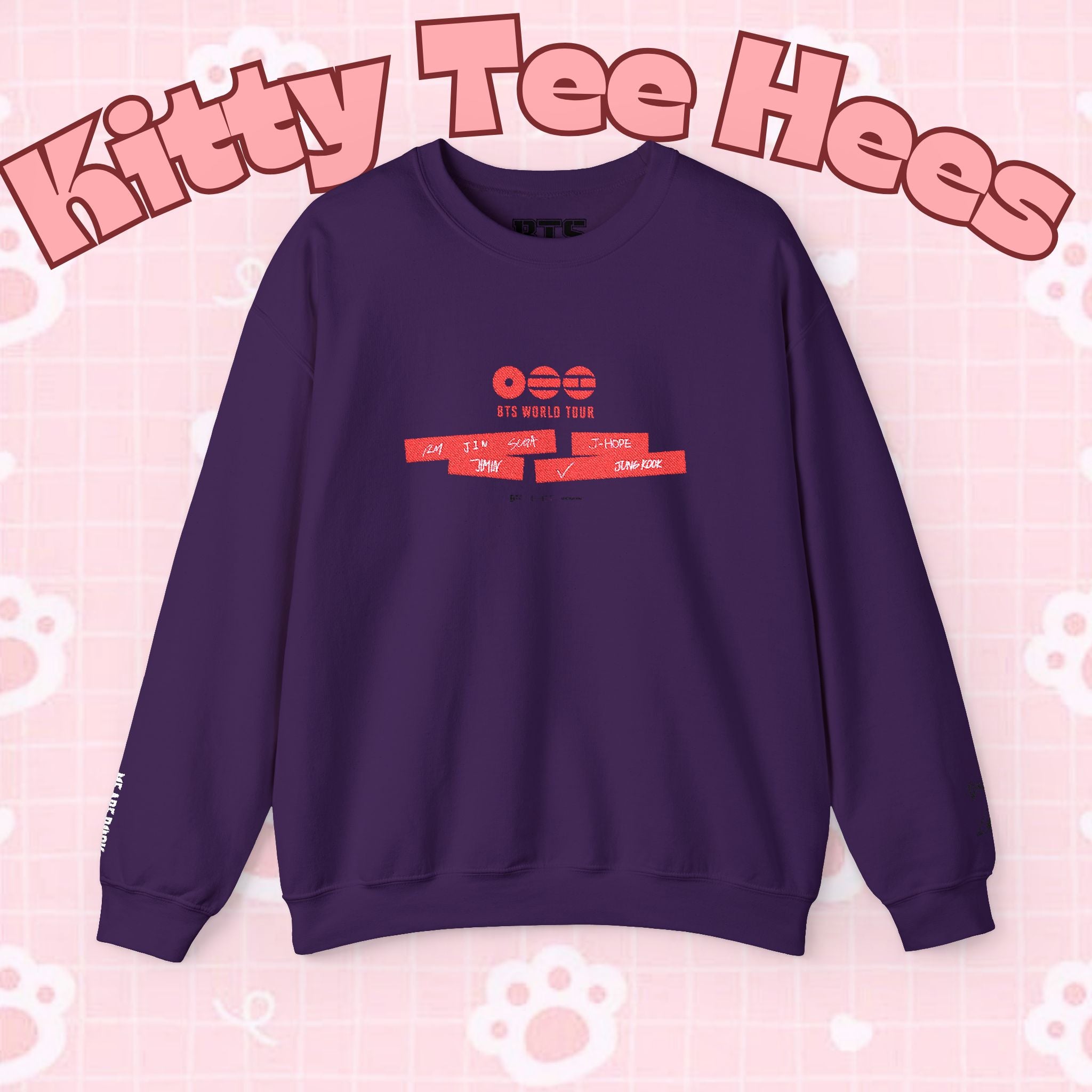 BTS ARIRANG 2026 comeback sweatshirt by Printify featuring a casual design, suitable for concert tour fan wear.