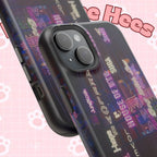 Neon Korean script BTS phone case for iPhone and Samsung, impact-resistant, featuring bold neon lettering and BTS branding.