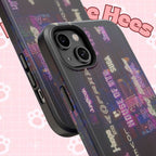 Neon Korean script BTS phone case for iPhone and Samsung, impact-resistant Printify case with bold neon design.