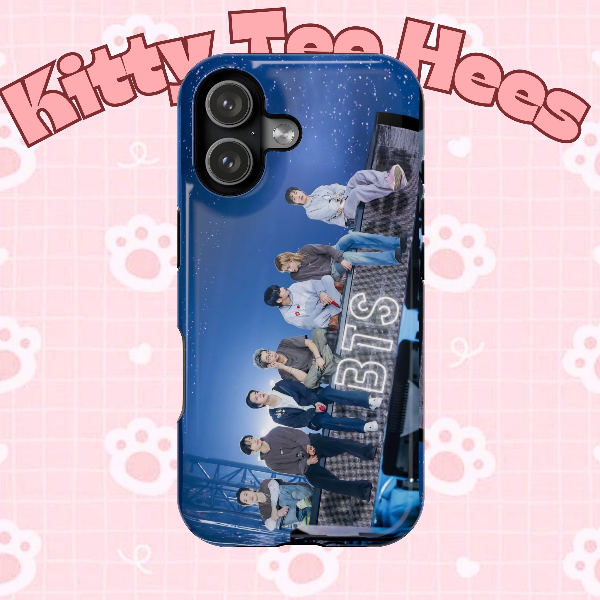Printify BTS Bangtan World Tour Arirang impact-resistant phone case for iPhone 17 and Samsung Galaxy 26 Ultra featuring tour artwork.