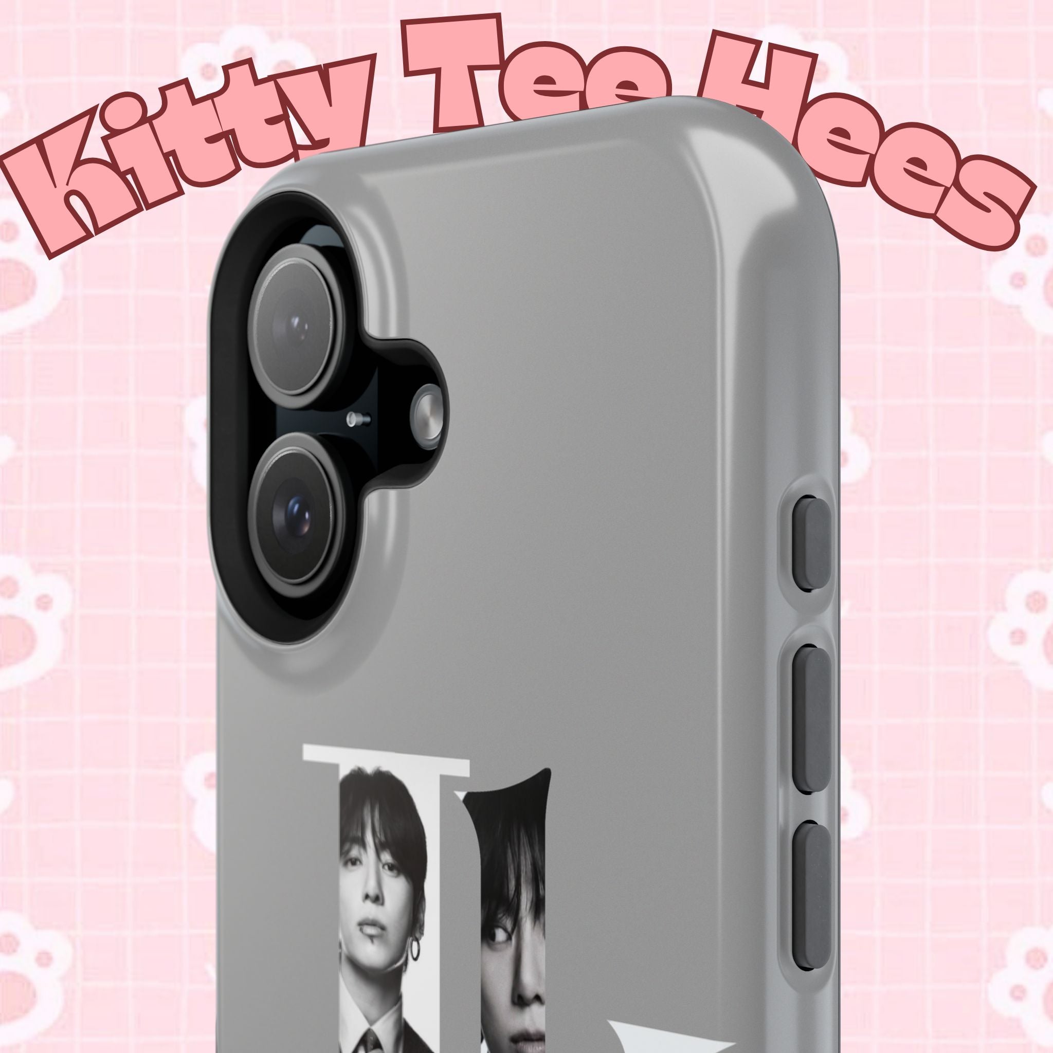 Monochrome BTS Jungkook phone case by Printify featuring Impact-Resistant design with the letter B for stylish protection.