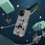 Monochrome BTS Jungkook phone case with impact-resistant design, featuring letter print from Printify for Samsung and iPhone models.
