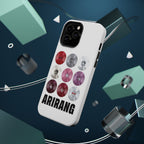 Impact-resistant Printify phone case featuring Bangtan Arirang BTS vinyl record grid design, ideal for BTS fans.