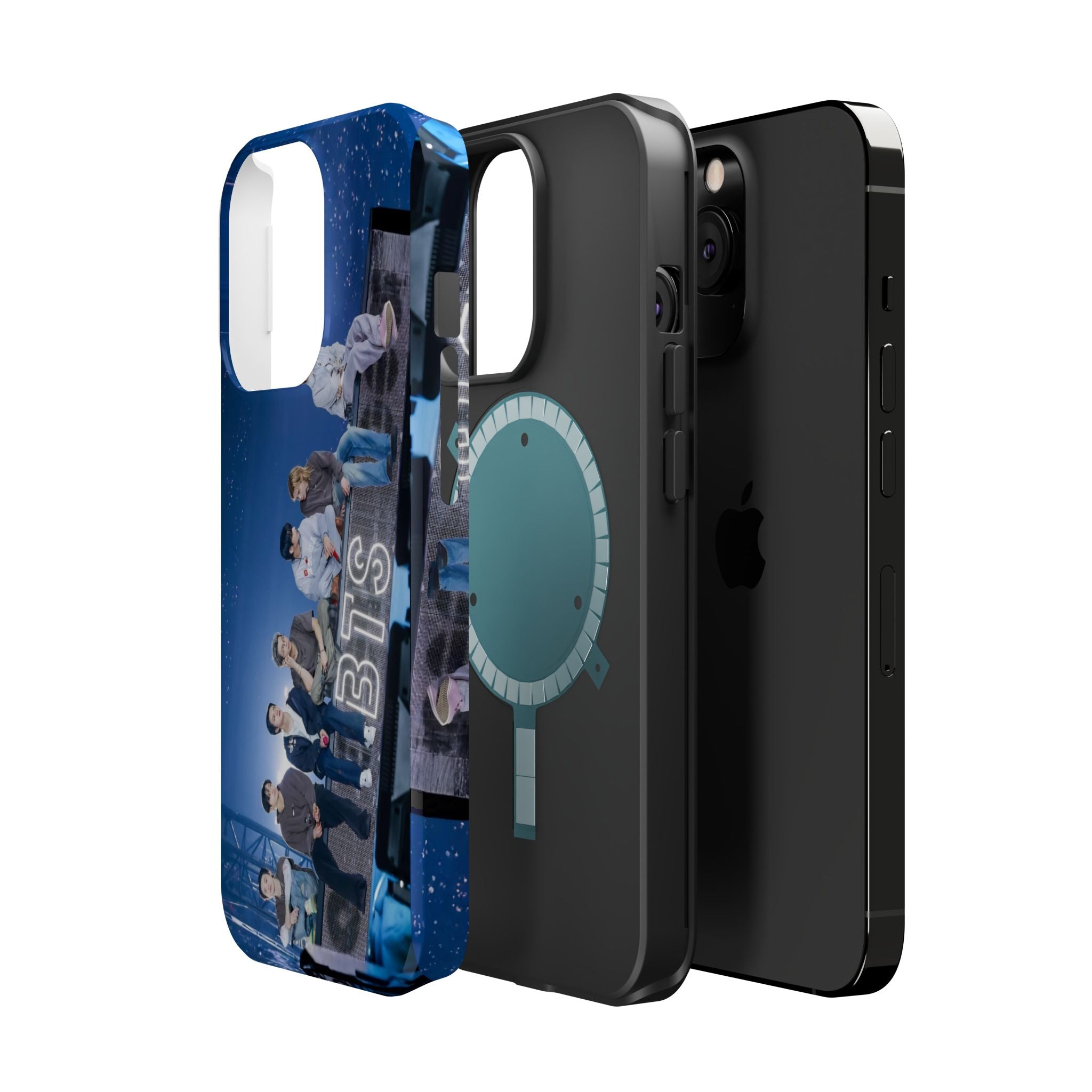 Printify BTS Bangtan World Tour Arirang impact-resistant phone case for iPhone 17 and Samsung Galaxy Ultra models, featuring tour artwork.