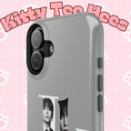 Monochrome BTS Jungkook impact-resistant phone case featuring bold letter design for Galaxy or iPhone models.