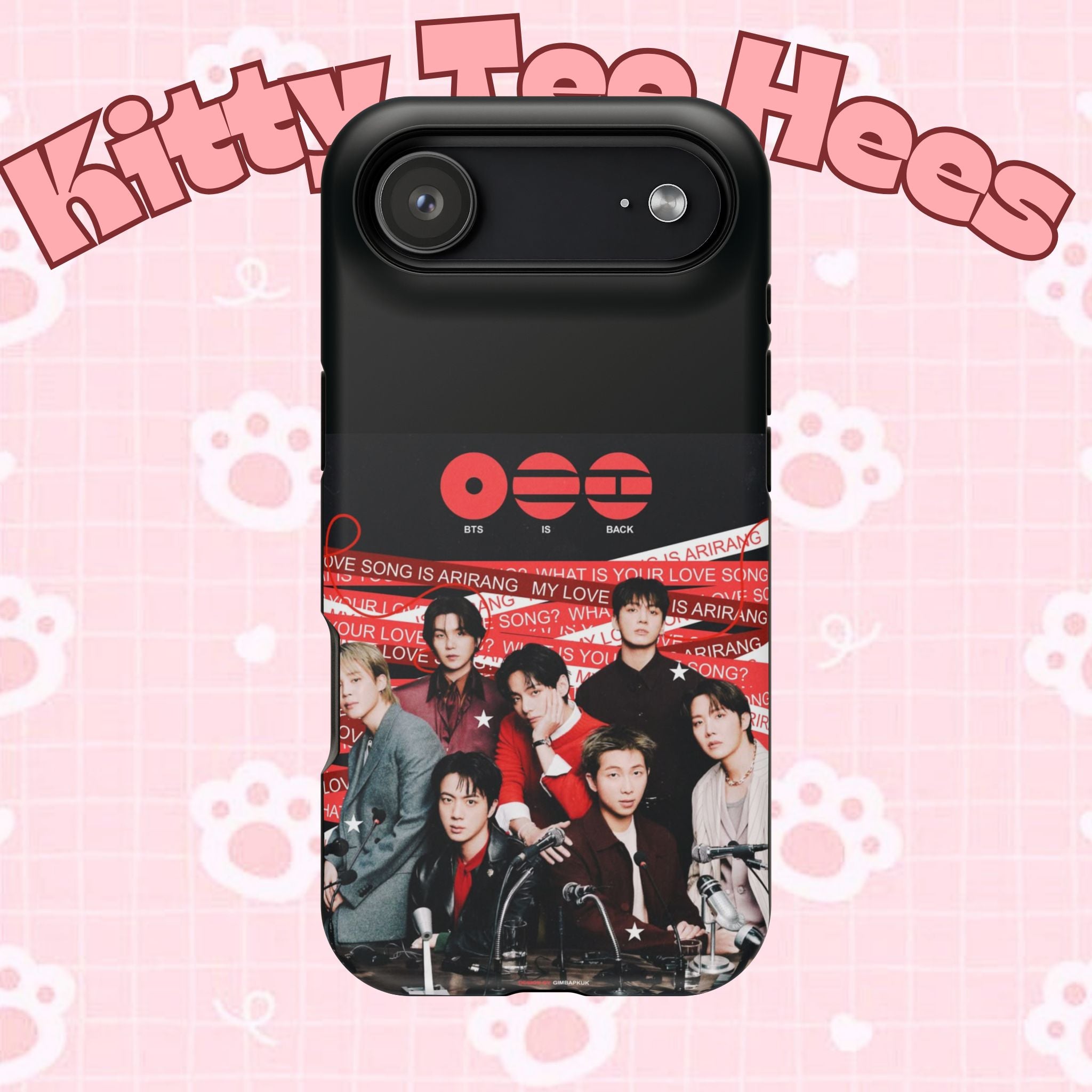 Printify BTS Arirang phone case featuring Bangtan concert image, impact-resistant design with K-Pop band photo for phone protection.