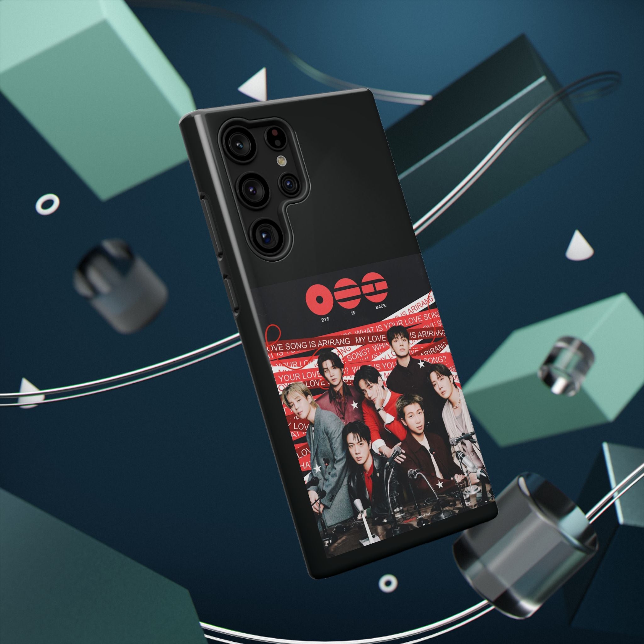 Printify BTS Arirang phone case featuring Bangtan concert design, impact-resistant K-Pop band photo phone cover.